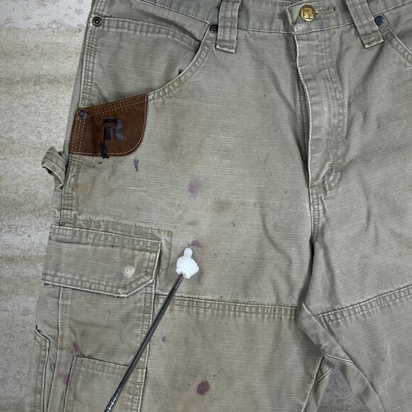 Vintage Wrangler Riggs Carpenter Pants Light Chocolate Brown Baggy Wide Leg 90s - Picture 12 of 13
